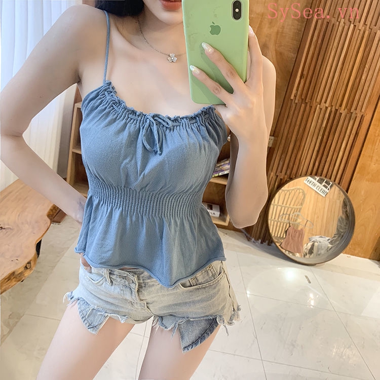 Áo hai dây cho phái nữ màu trơn phong cách thời trang gợi cảm