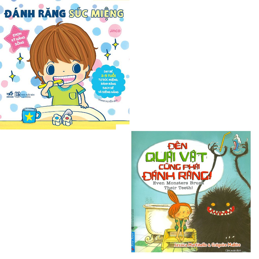 Sách - Combo hai cuốn: Đánh răng súc miệng+ Đến quái vật cũng phải đánh răng.