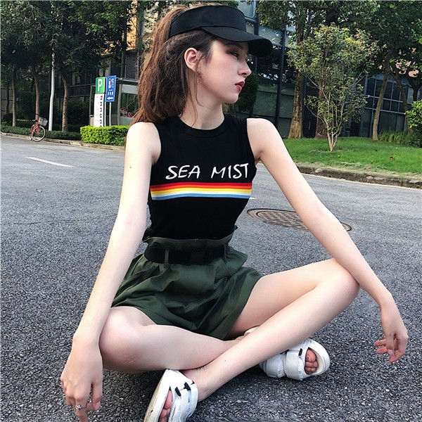 Áo ba lỗ ôm dáng họa tiết sọc ngang thời trang nữ trẻ trung năng động