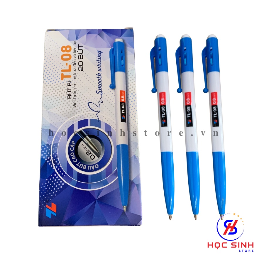 Hộp 20 cây Bút Bi Thiên Long ngòi 0.8mm TL-08 ( Xanh, đỏ, đen )