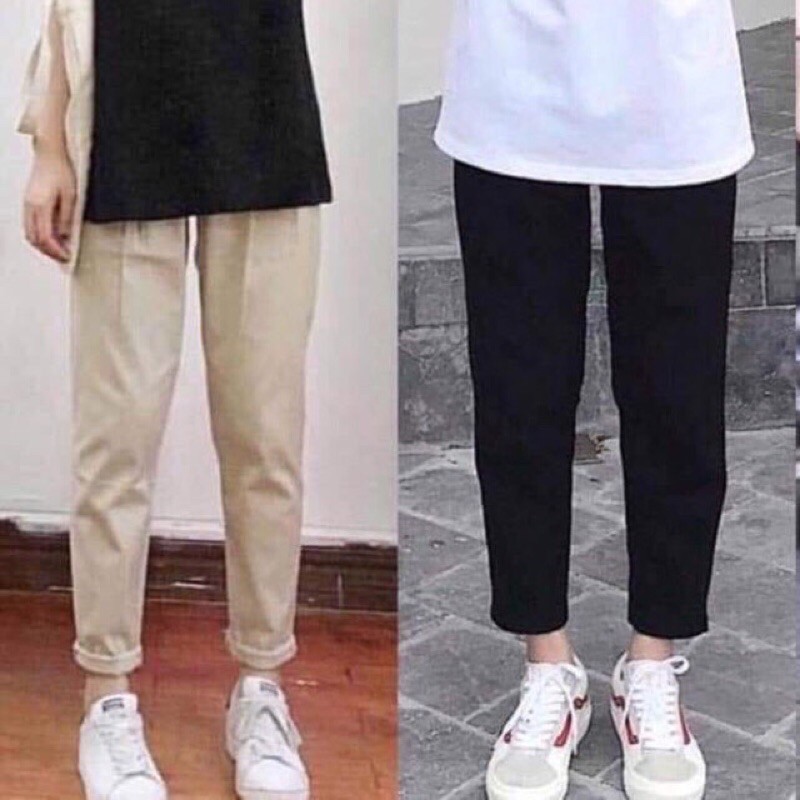 quần kaki dù xuông hoặc xắn gấu