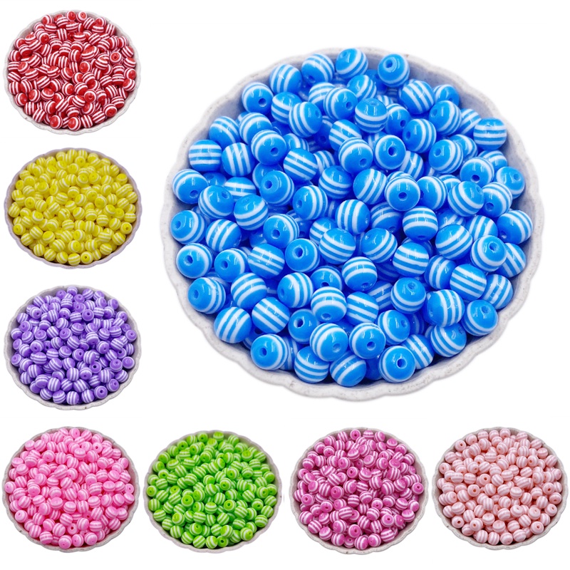 Set 50 Hạt Nhựa 6mm Màu Sắc Cầu Vồng Dùng Làm Trang Sức Vòng Tay/ Vòng cổ DIY