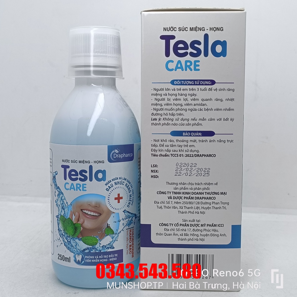 Nước súc miệng - họng Tesla CARE chai 250ml