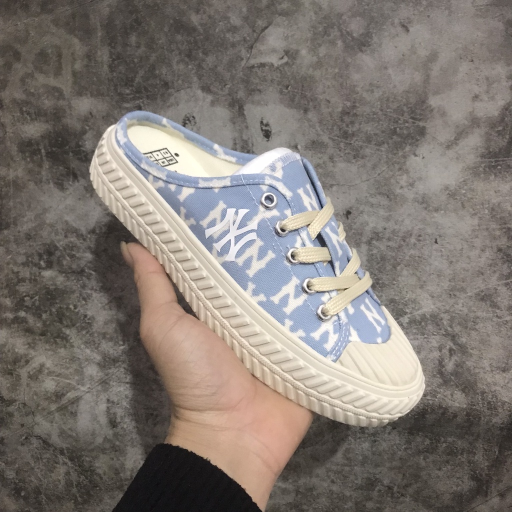 ⚡𝘽𝙖́𝙣 𝙂𝙞𝙖́ 𝙂𝙤̂́𝙘⚡ Giày Sục MLB Ny Đạp Gót [𝗙𝘂𝗹𝗹 𝗕𝗼𝘅 𝗕𝗶𝗹𝗹] giày lười Màu xanh dương , dép nữ Hot Hit 2021 Bản Đẹp 2021