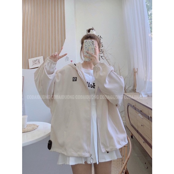 Áo Khoác Kaki Chun Tay Bồng Thêu Logo Bò Sữa Ulzzang Hot(Ảnh Thật)