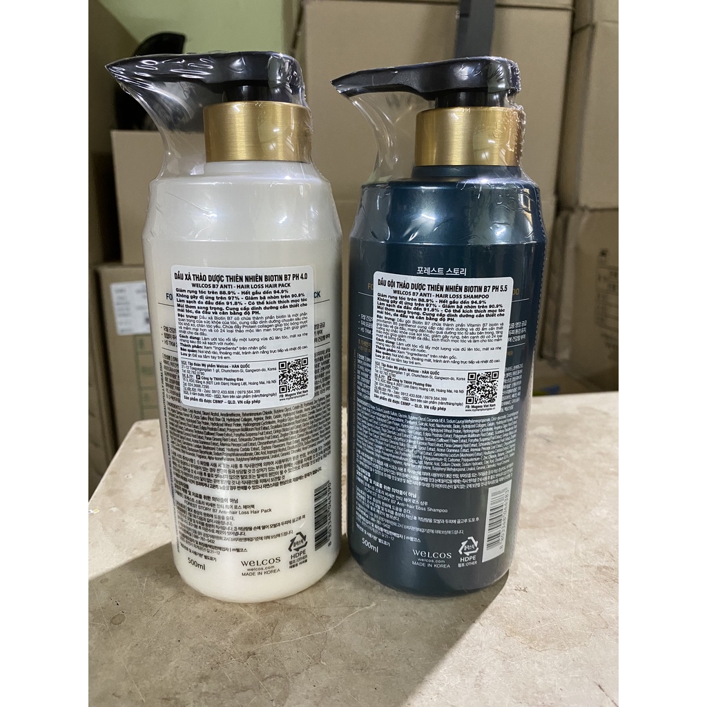 Dầu gội xả thảo dược Biotin B7 Welcos forest B7 anti Hair Loss Shampoo, Hair Loss treatment 2 x 500ml