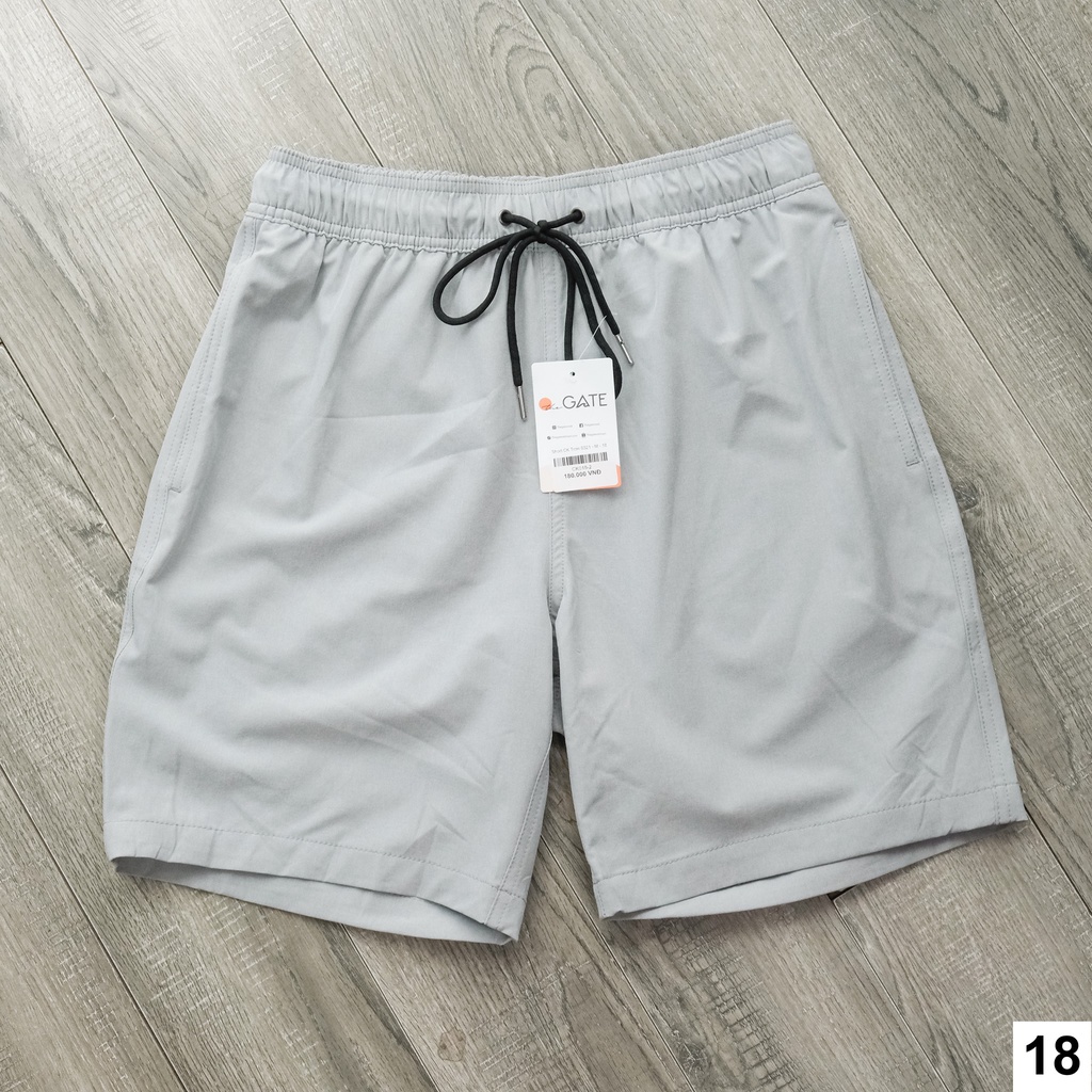 Quần Sooc - Short, quần đùi nam C&amp;K vải trơn thoáng mát, nhanh khô màu ghi sáng