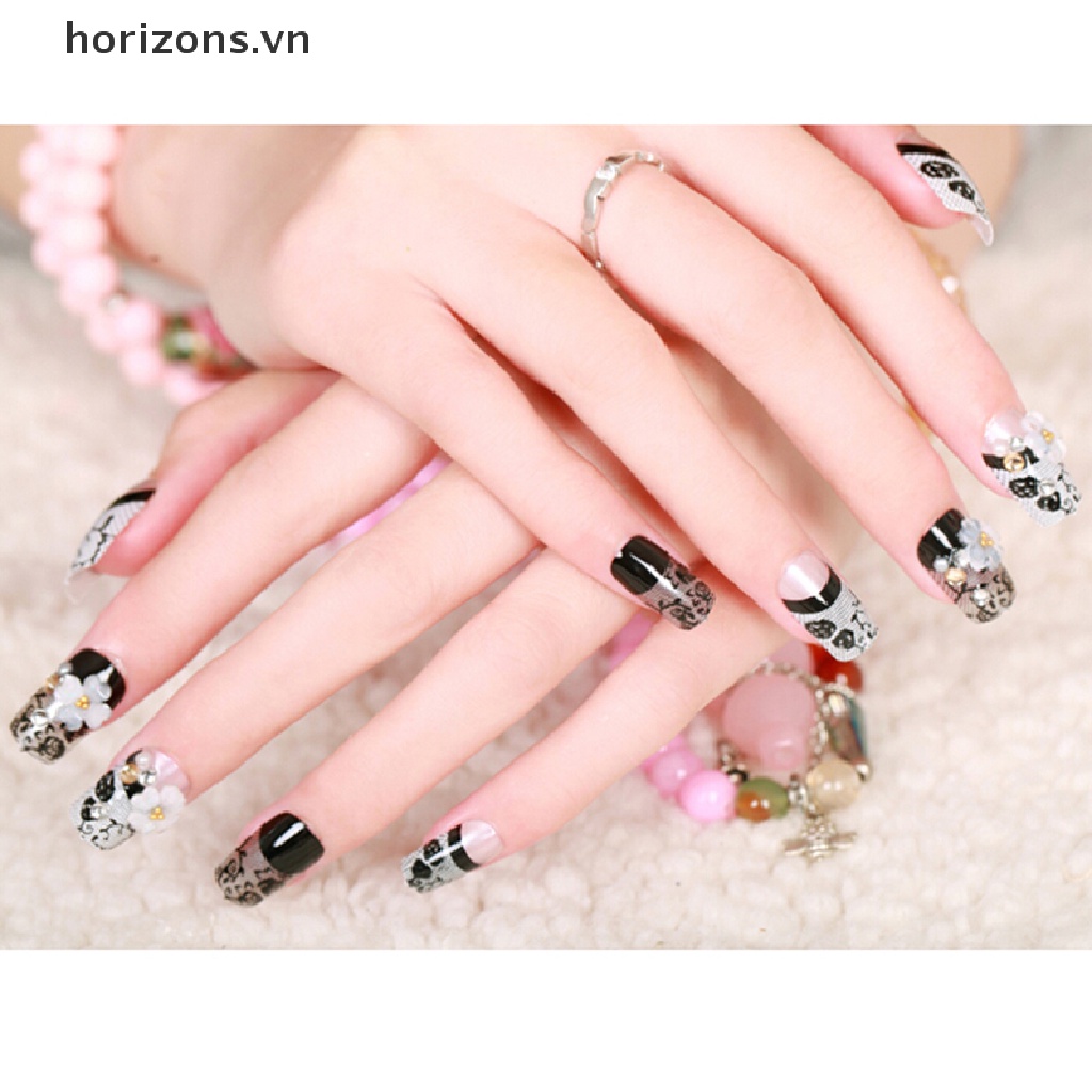 (Hàng Mới Về) Set 24 Móng Tay Giả acrylic Trang Trí Nghệ Thuật