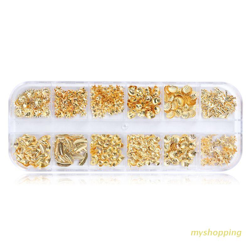 Hộp 12 ngăn đựng hạt phụ kiện trang trí móng tay