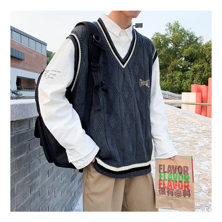 [M-2XL] 2023 Thời trang mới tại chỗ Phong cách Hàn Quốc Áo len dệt kim không tay áo polo nam unisex áo thun nam có cổ cao cấp