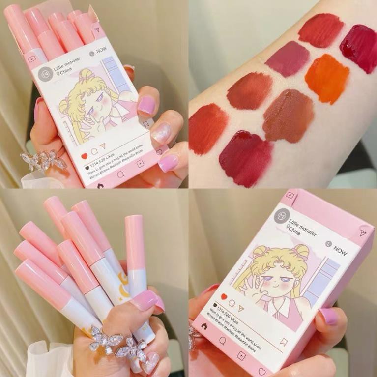 Set Son Kem Nhung Lì 10 Cây WETN LIP GLOSS Siêu Hot - Bộ Son Kem Lì 10 Cây WETN Hồng