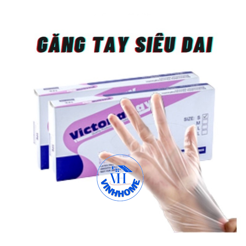 Hộp 100 găng tay Victoria Bay chất liệu TPE, siêu dai, không mùi, không bột dùng 1 lần vinhhome.store