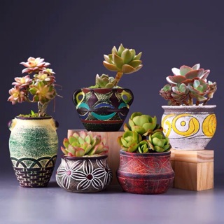 Chậu gốm sứ  mini (sét gồm 2-10 chậu)  trồng cây cảnh nhỏ
