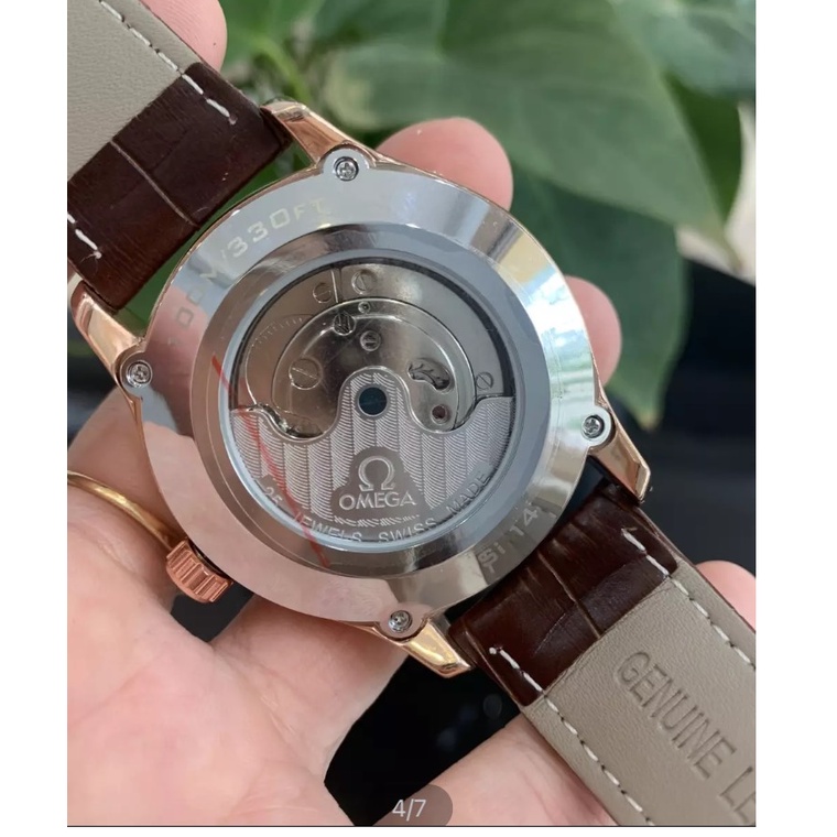 [Máy cơ bảo hành 12 tháng] Đồng hồ nam Omega - size 42, trữ cót 80 tiếng, dây da cao cấp | BigBuy360 - bigbuy360.vn