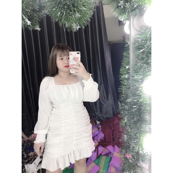Đầm nhún tay dài