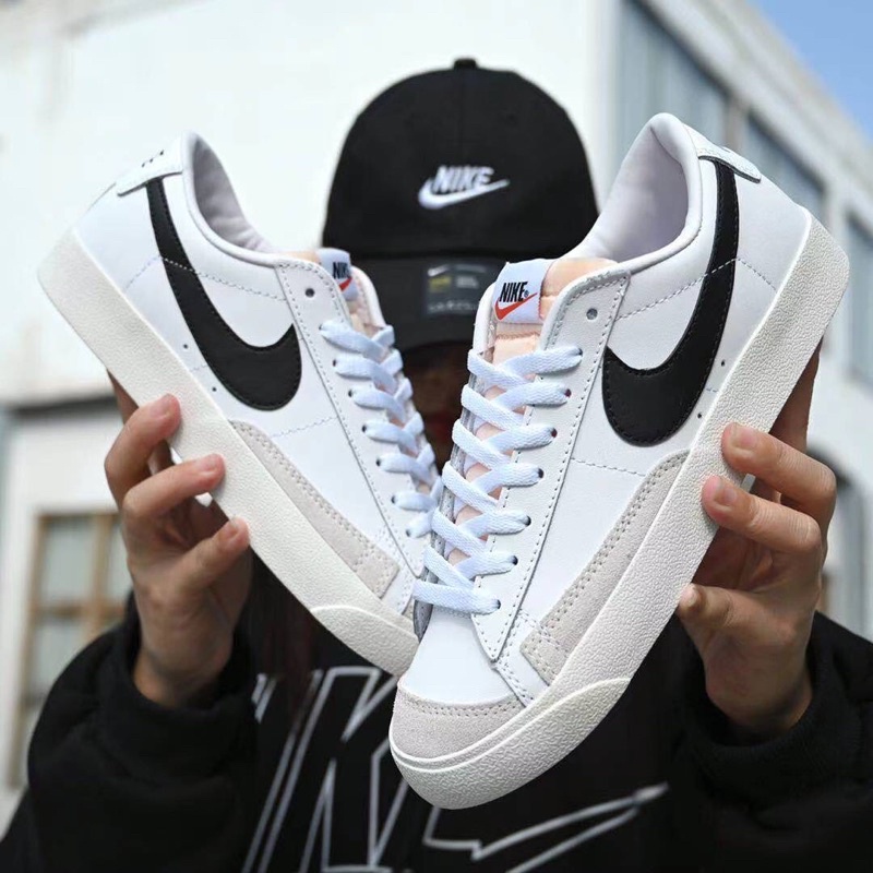 Giày Sneaker Blazer Đen Trắng Cổ Thấp Nam Nữ, Giày Thể Thao Blazer low 77 Vintage White Black - NT STORE SNEAKER