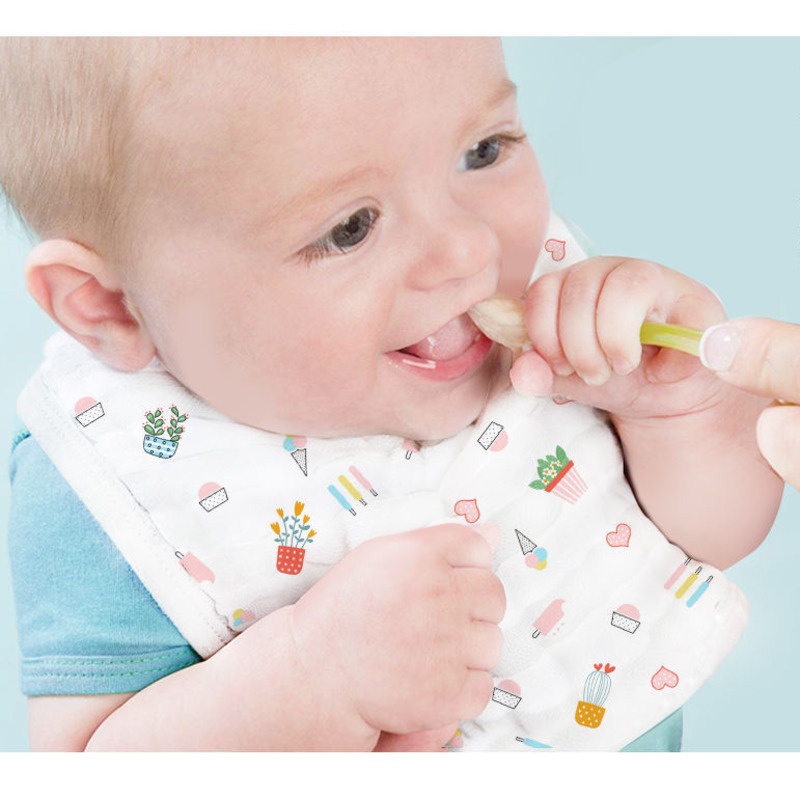 Yếm Ăn Cotton Dày Dặn Chống Thấm Nước 24 Giờ Dành Cho Bé