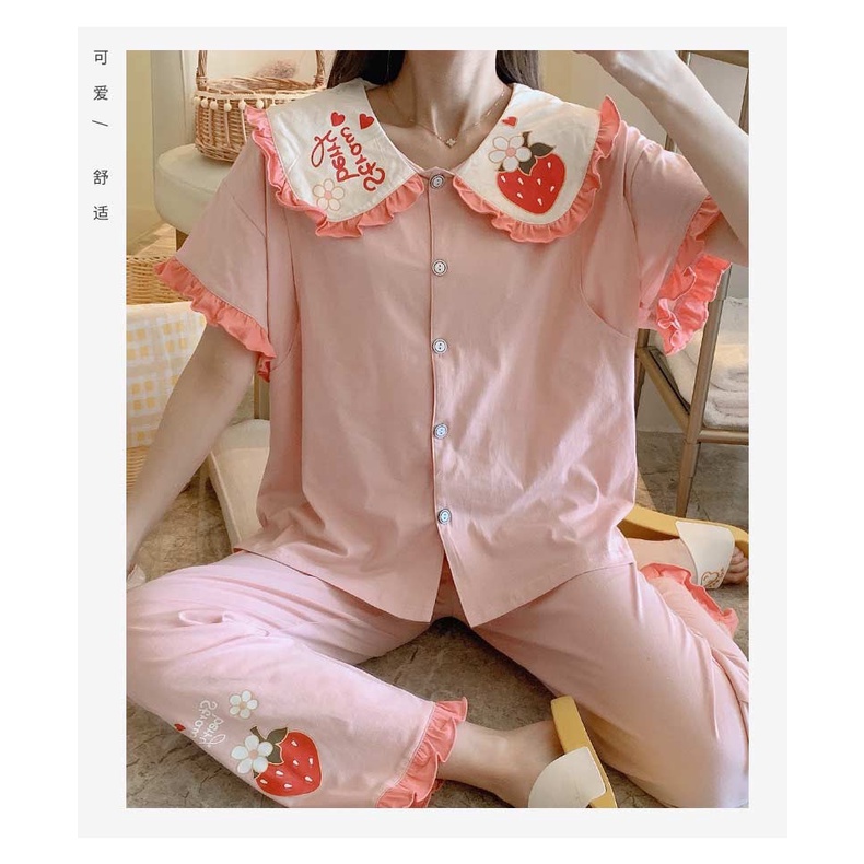 Bộ bầu và sau sinh quần dài áo cộc tay có chỗ cho con bú chất vải cotton mùa hè 2022 - (BL67)
