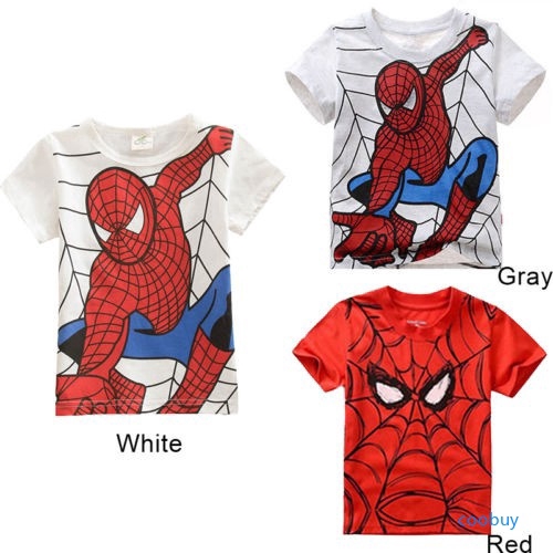 Áo Thun Tay Ngắn In Hình Người Nhện Cho Bé Trai