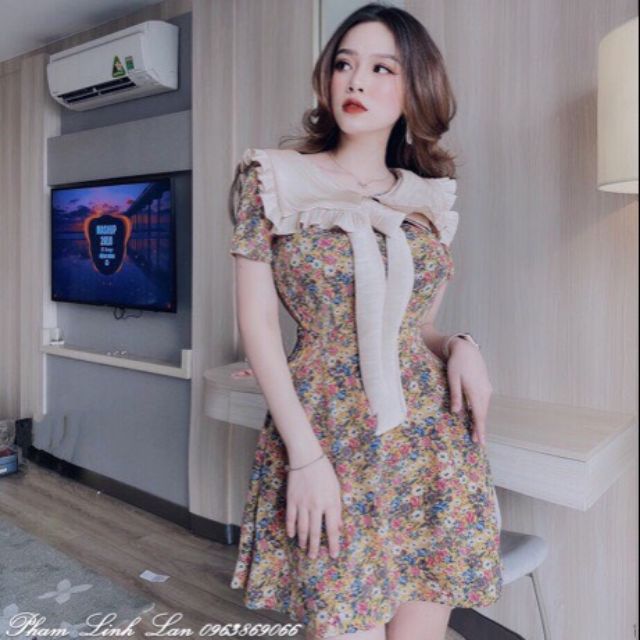 Váy hoa nơ ngực siêu xinh sẵn hàng tại shop