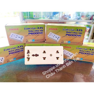 Ổ CẮM 3 LỔ VINAKA SIÊU CHỊU TẢI 6000W / HÀNG VIỆT NAM CHẤT LƯỢNG CAO