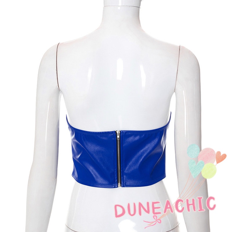 DUNEA Áo Ống Màu Trơn Phối Khóa Kéo Cá Tính Cho Nữ