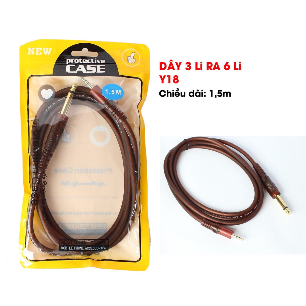 Dây tín hiệu 1 đầu 3.5mm ra đầu 6 ly  Y18 dài 1,5 mét hàng xịn chất lượng cao
