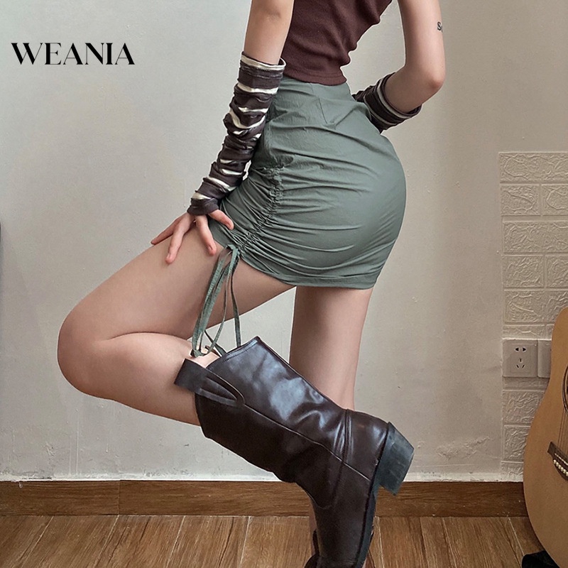 Chân Váy Xếp Ly Lưng Cao Phối Dây Rút Và Khóa Kéo Thời Trang Cho Nữ