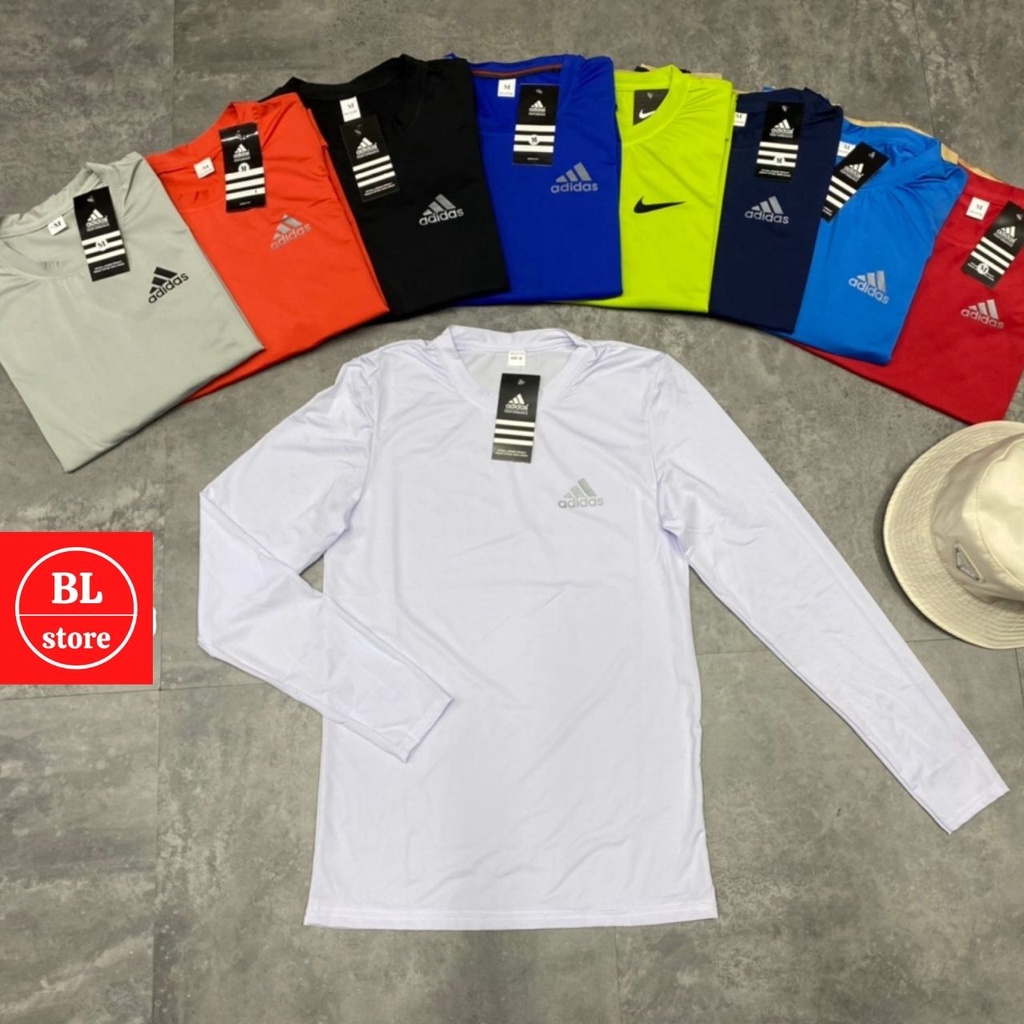 Áo thun nam tập gym body cổ tròn, Áo giữ nhiệt nam dài tay đá bóng