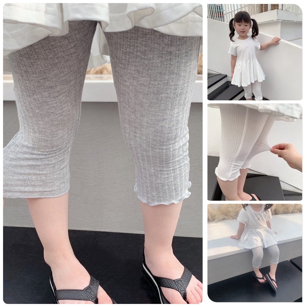 QL7 Size90-130 (9-25kg) Quần legging bé gái (trơn lửng, co giãn 100% cotton Thời trang trẻ Em hàng quảng châu