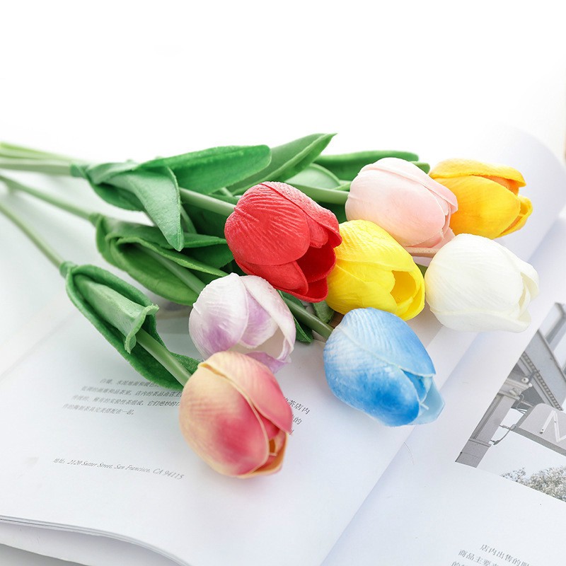 1 Bó Hoa Tulip Mini Nhân Tạo Dành Cho Trang Trí Tiệc Cưới