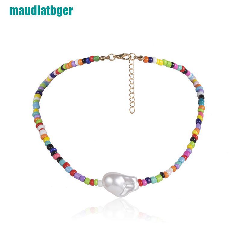 Vòng Cổ Choker Handmade Đính Hạt Ngọc Trai Nhiều Màu Cho Nữ