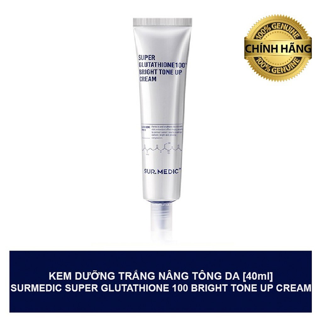 Kem Dưỡng Nâng Tông Trắng Da SurMedic Super Glutathione 100 Bright Tone Up Cream 40ml