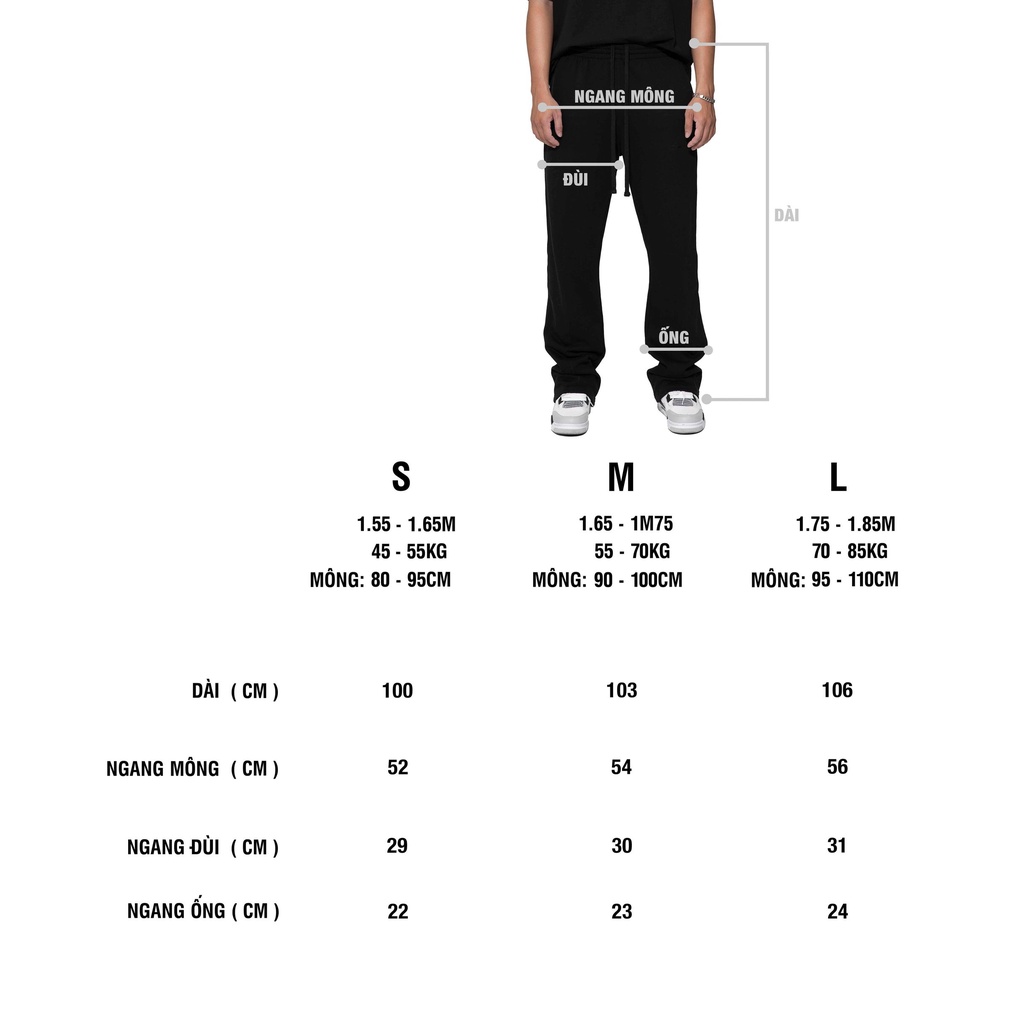 Quần dài 365 SEASONAL TRACK PANTS - BROWN màu nâu, nỉ chân cua cotton 100% 440GSM
