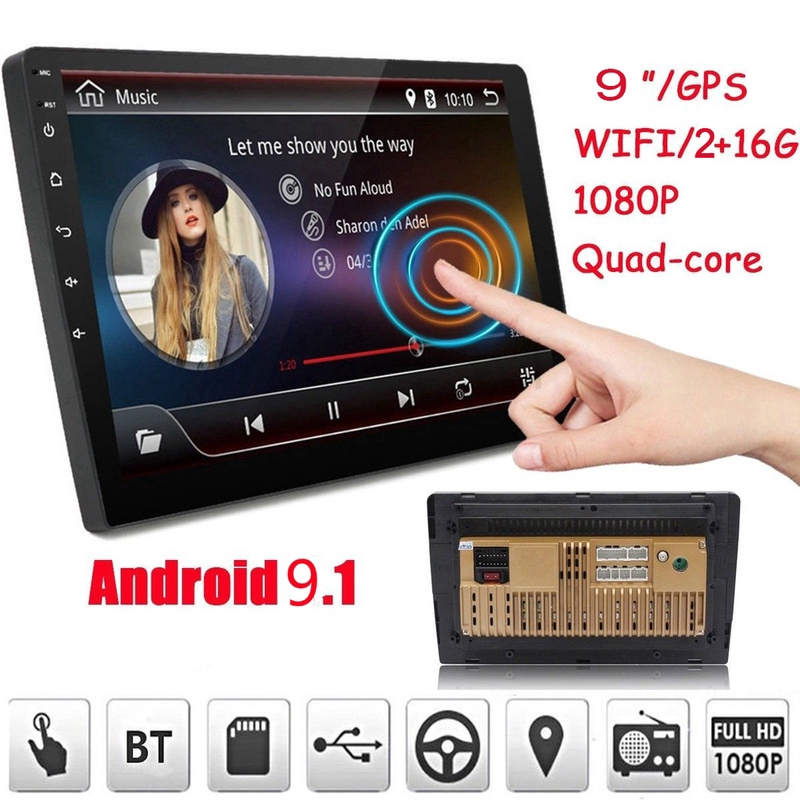 Promotion!!! (2+16G)9" 2.5D IPS Touch Screen Android 9.1 Quad Core 2 Din Car Stereo Radio GPS Wifi MP5 Player