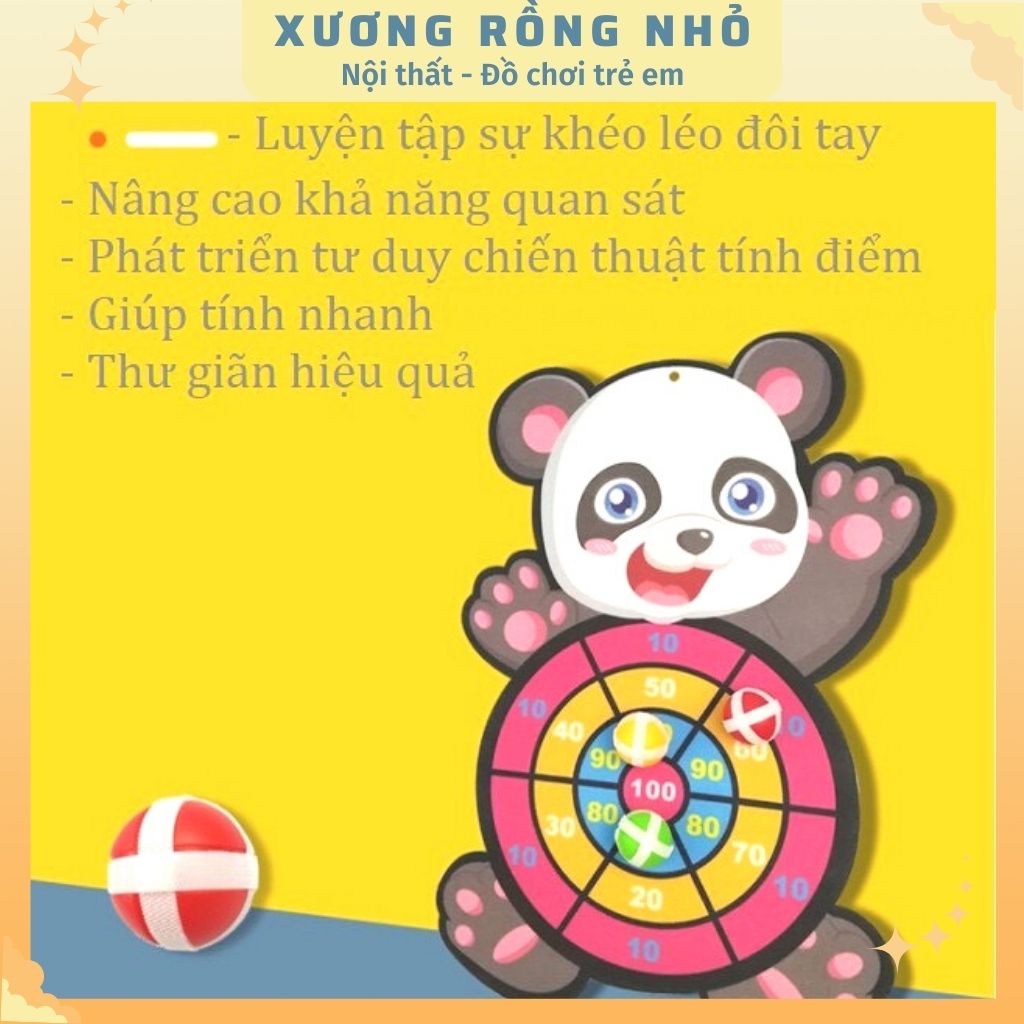Đồ chơi Bảng phi tiêu bóng dính cho bé, bảng ném bóng gai tính điểm hình con vật ngộ nghĩnh tặng kèm 3 trái bóng