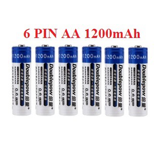 Combo Bộ sạc pin 6 khe đa năng + 6 viên pin sạc AA 1200 mAh + 6 pin sạc AAA 1250 mAh Doublepow