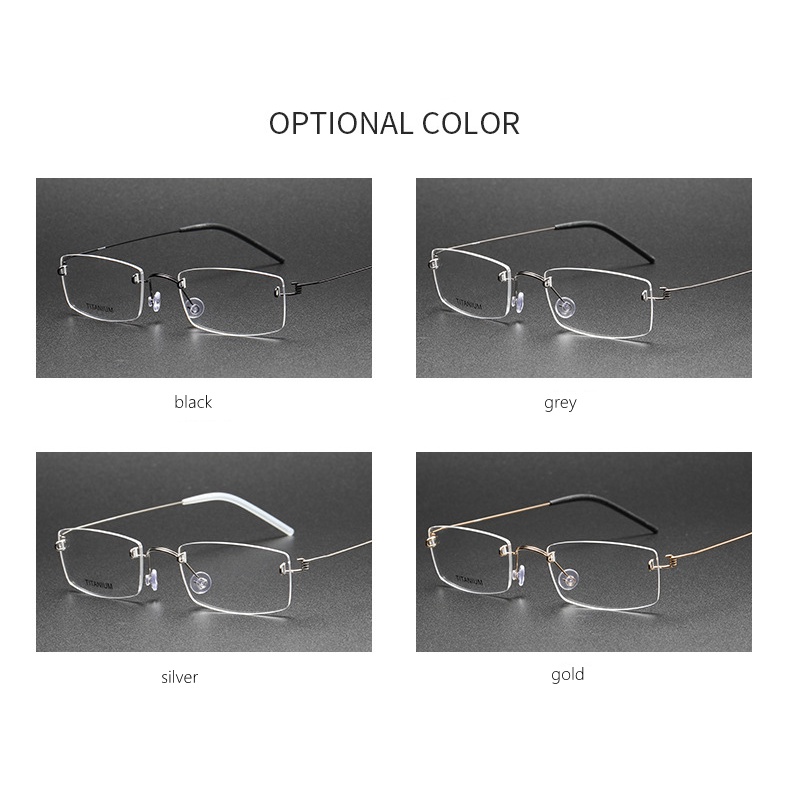 Mắt Kính Gọng Vuông Không Viền Siêu Nhẹ Bằng Titan Phong Cách Bắc Âu Cho Nam Và Nữ Lb2120