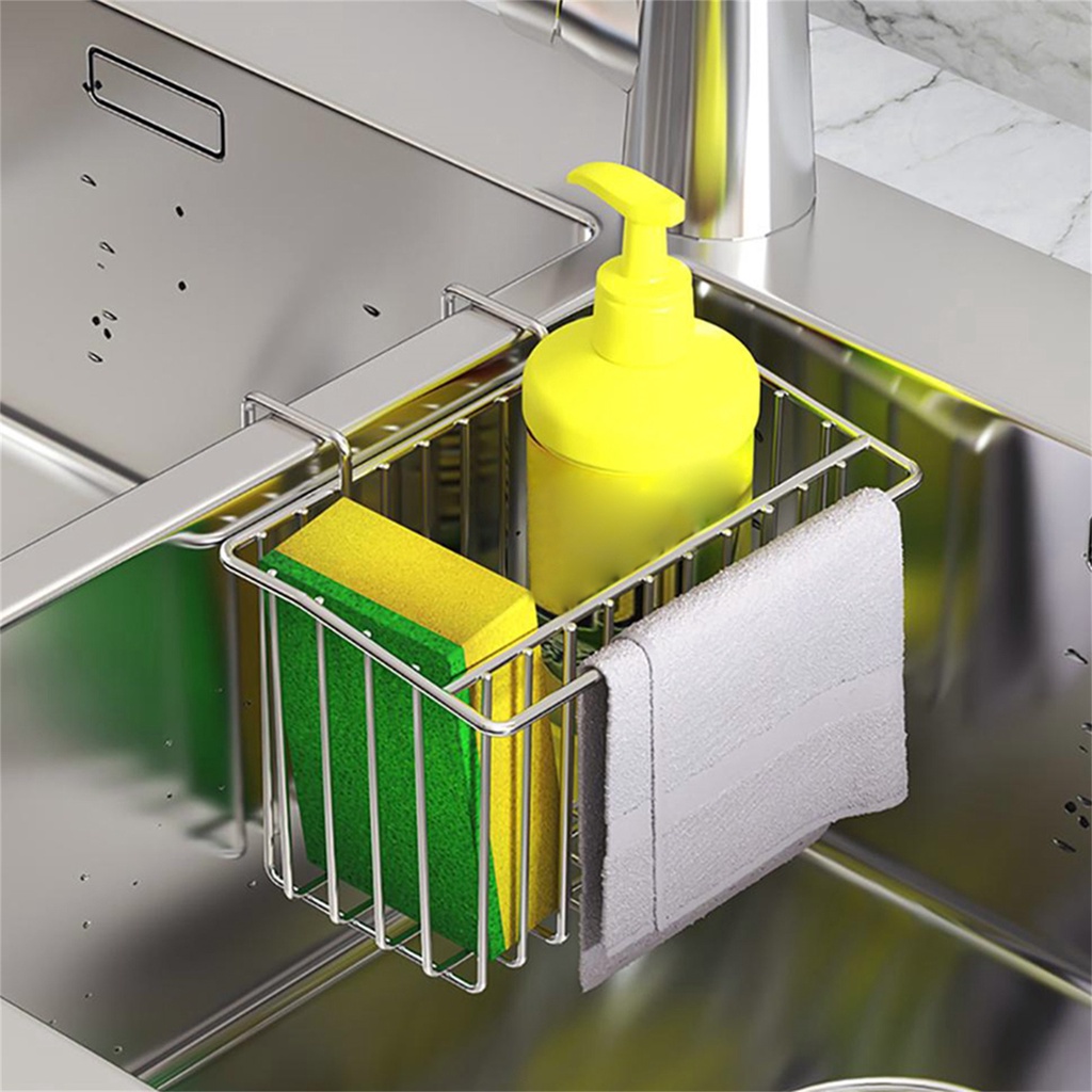 Rổ Đựng Mút Rửa Chén Ráo Nước Tiết Kiệm Không Gian Bằng Thép Không Gỉ