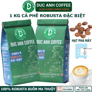 1kg cà phê Hạt pha máy 100% Robusta rang mộc DUC ANH COFFEE nguyên chất - túi giấy