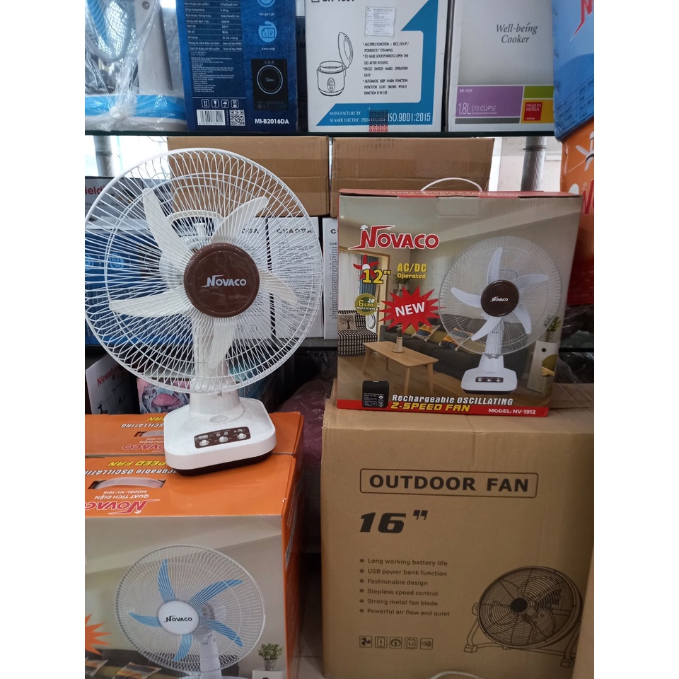 Quạt Tích NOVACO Chính Hãng Bảo Hành 6 Tháng, Chạy Liên Tục 8h, Có Đèn Led - Tặng Kèm Dây Sạc Ắc Quy