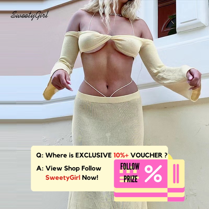 Áo Dệt Kim Tay Dài Hở Vai Màu Trơn Thời Trang 2022 Dành Cho Nữ