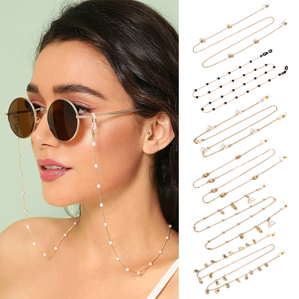 Dây Đeo Mắt Kính Đính Ngọc Trai Giả Thời Trang Chống Trượt