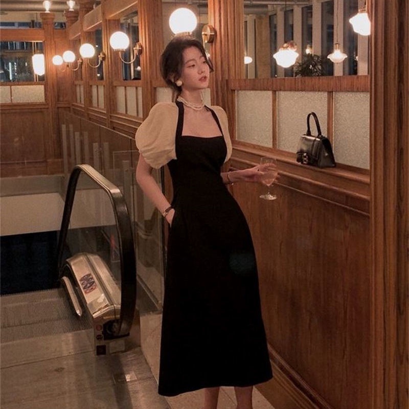 Đầm Dài Cổ Vuông Phong Cách Phương Tây Thời Trang Cho Nữ váy du tiệc dáng dài váy nữ dài bigsize