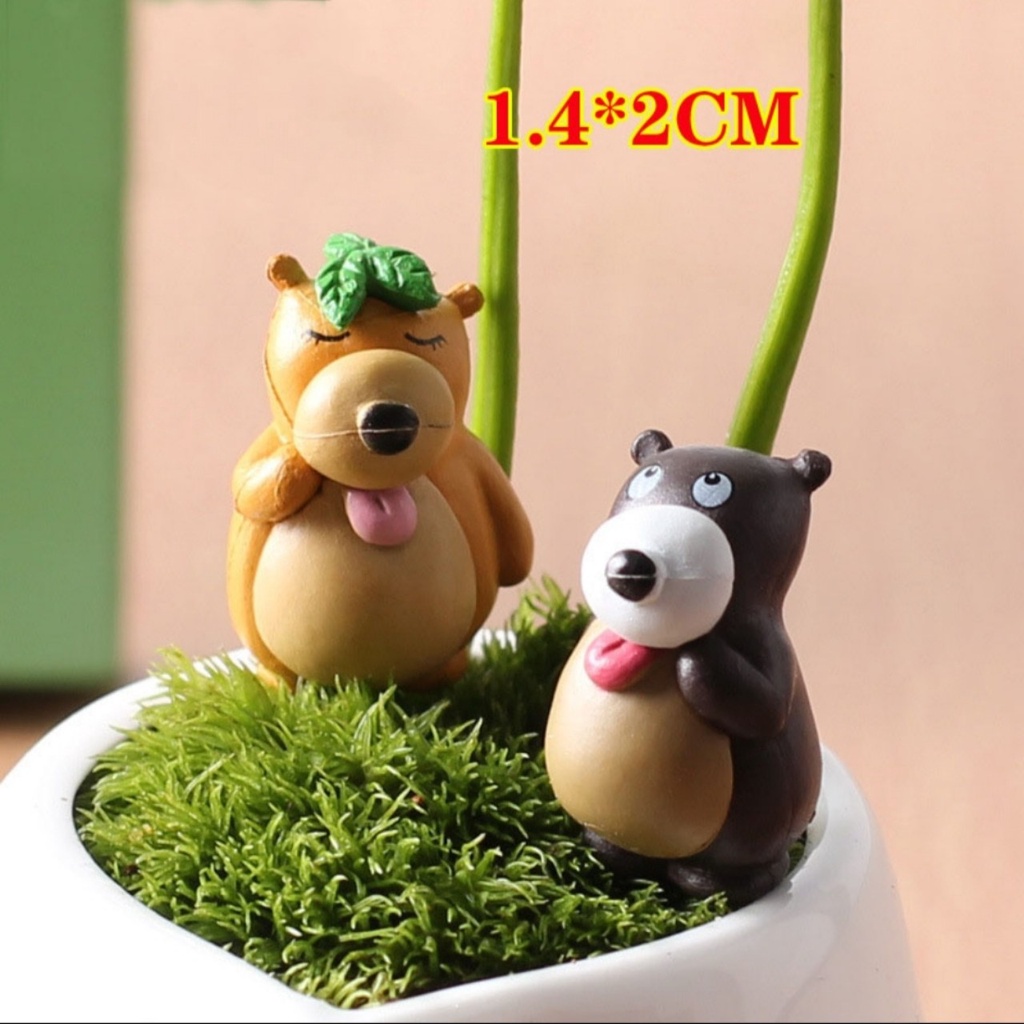 Phụ Kiện tiểu cảnh Gấu Ngộ nghĩnh Đáng Yêu- Phụ kiện trang trí cây xanh để bàn làm việc, tiểu cảnh