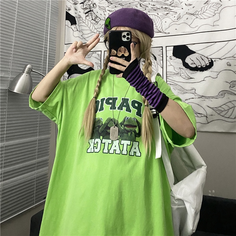 Áo Thun Nữ Ngắn Tay Cổ Tròn Form Rộng Thời Trang Hàn