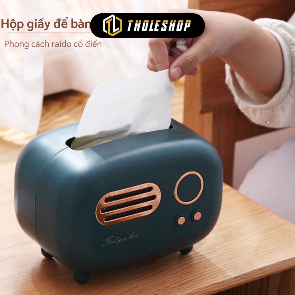 Hộp Đựng Khăn Giấy - Hộp Giấy Để Bàn Retro, Kiểu Radio Cổ Điển Trang Trí 1040