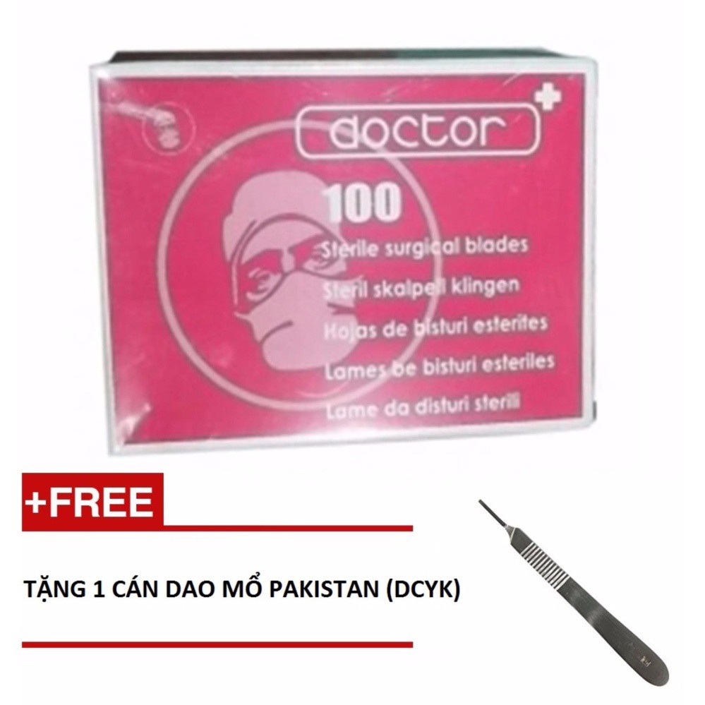 Hộp 100 Lưỡi dao mổ DOCTOR số 11 + tặng 1 cán dao mổ dùng trong thẩm mỹ, spa