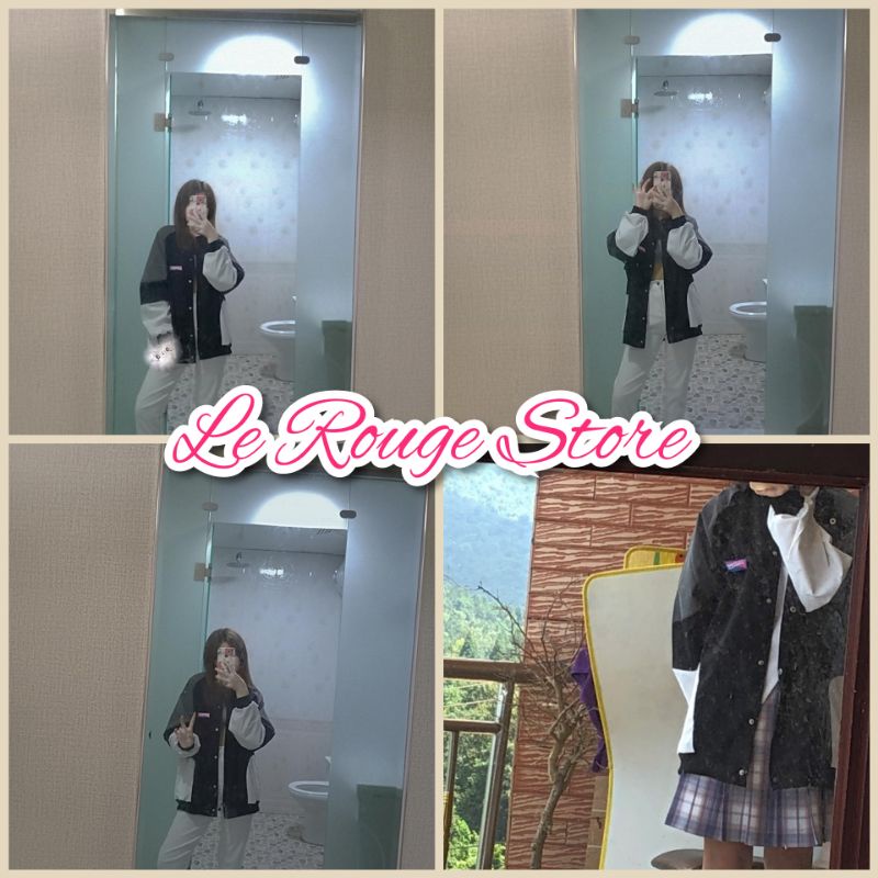 Áo khoác bomber unisex tag AYWETR dáng rộng mix màu  HotdogBoy màu đen xám trendy Tik Tok Trung