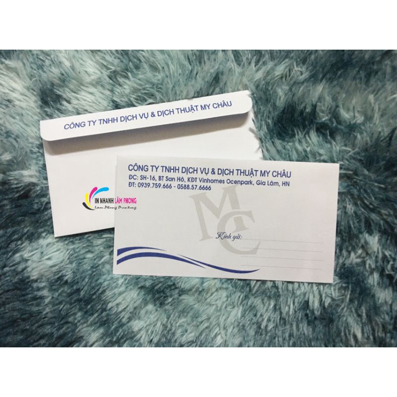 Combo 100 phong bì in tên công ty, phong bì theo yêu cầu, logo, thương hiệu của công ty - kích thước 12x22cm